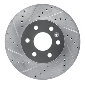 Chevrolet Colorado Brake Rotor (1) - Front Left - R1 Concepts - Drilled & Slotted - Silver - `15-`20